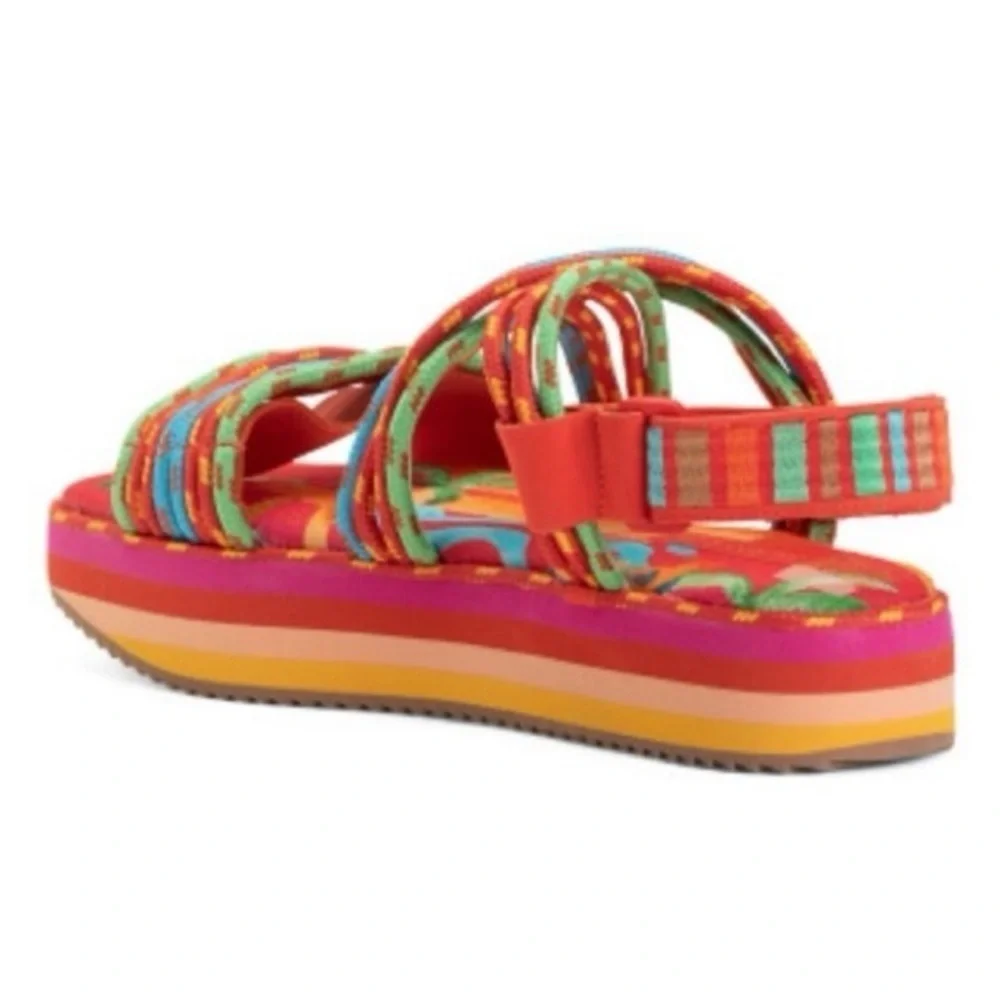 New Farm Rio Tropical Platform Sandal Multicolor Rope Strappy Sz 12